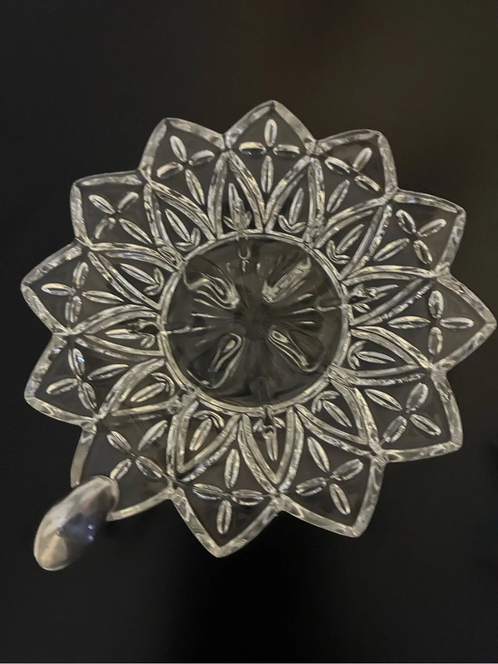 Vintage Federal Glass Petal Chime Candle Holder | Soap Dish Vanity Decor Floral